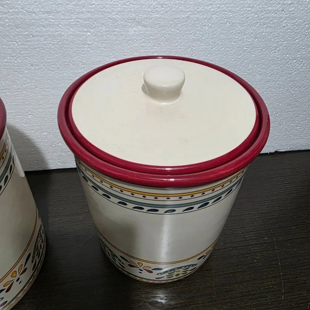 Bobby Flay Sevilla Set of 2 Canisters & Lids Painted
